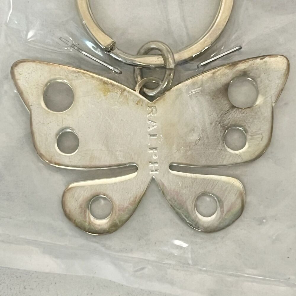 Silver Tone Ralph Butterfly Keychain Keyring - Picture 7 of 7